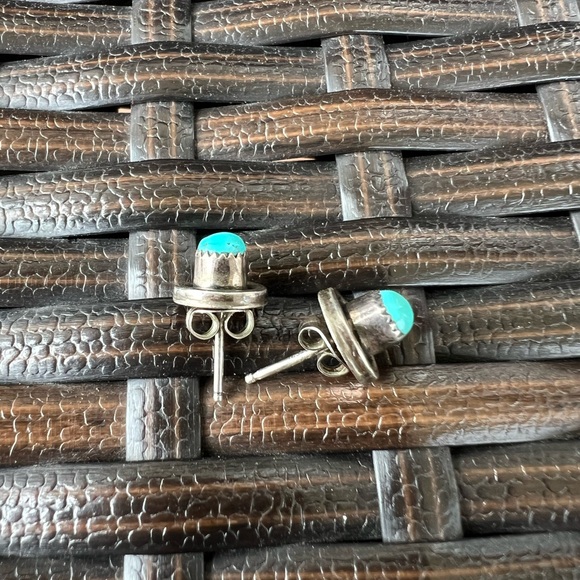 Boho Turquoise Stud Earrings - Picture 5 of 5